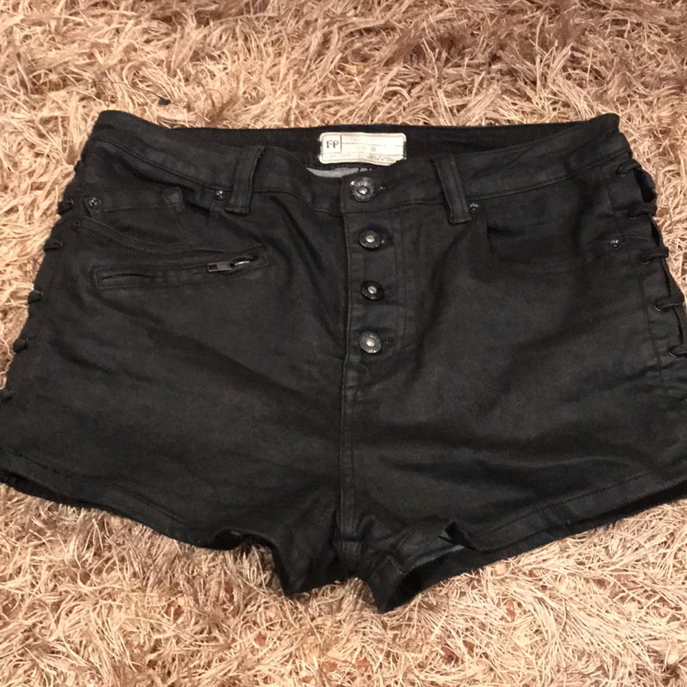 Free People Lone Ranger Lace-up Black Shorts